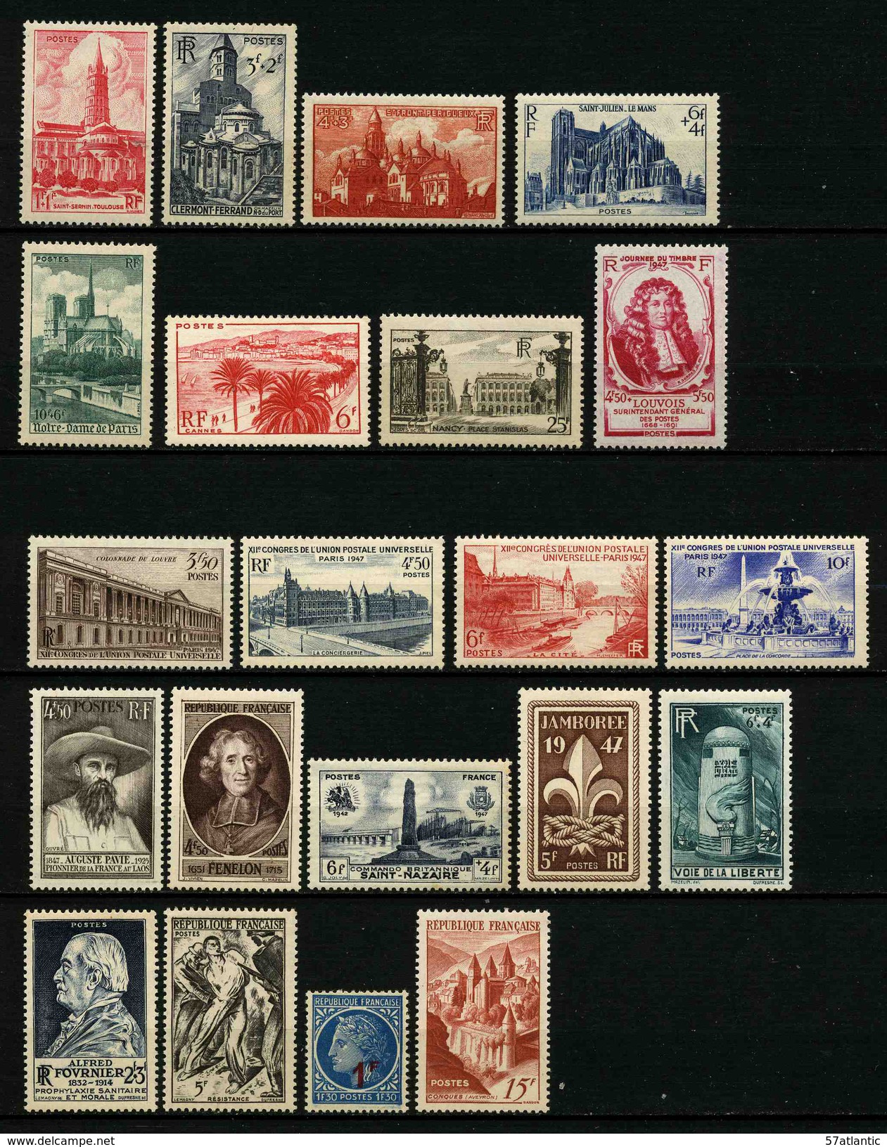 FRANCE - ANNEE COMPLETE 1947 - YT 772 à 792 ** - 21 TIMBRES NEUFS ** - 1940-1949