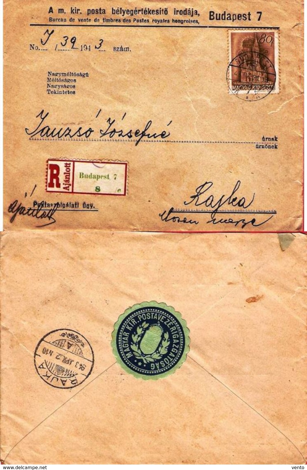 Hungary R-letter 1943 ... Ai107 - Briefe U. Dokumente