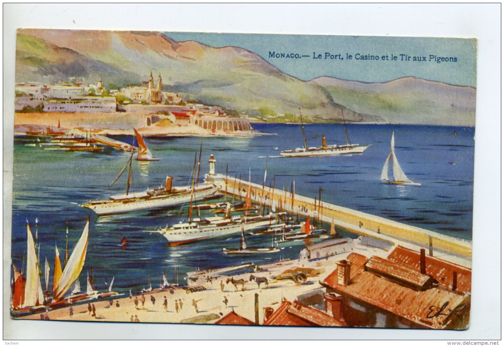 06 MONACO Ilustrateur Le Port Casino Et Le Tir Aux Pigeons 1910 Editeur Robaudy Cannes    /D22-2014 - Autres & Non Classés
