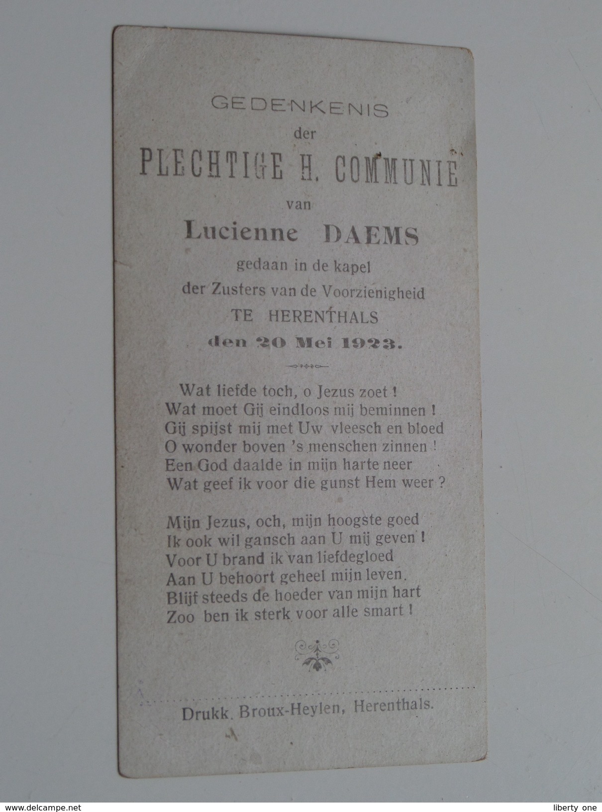 Lucienne DAEMS Kapel Zusters Van De Voorzienigheid Te Herenthals Den 20 Mei 1923 ( Zie Foto's ) ! - Communion