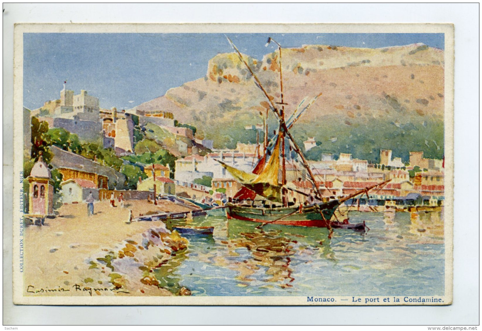 06 MONACO  LA CONDAMINE Illustrateur Casimir RAYMOND Le Port Bateau Peche 1910    D24-2014 - La Condamine