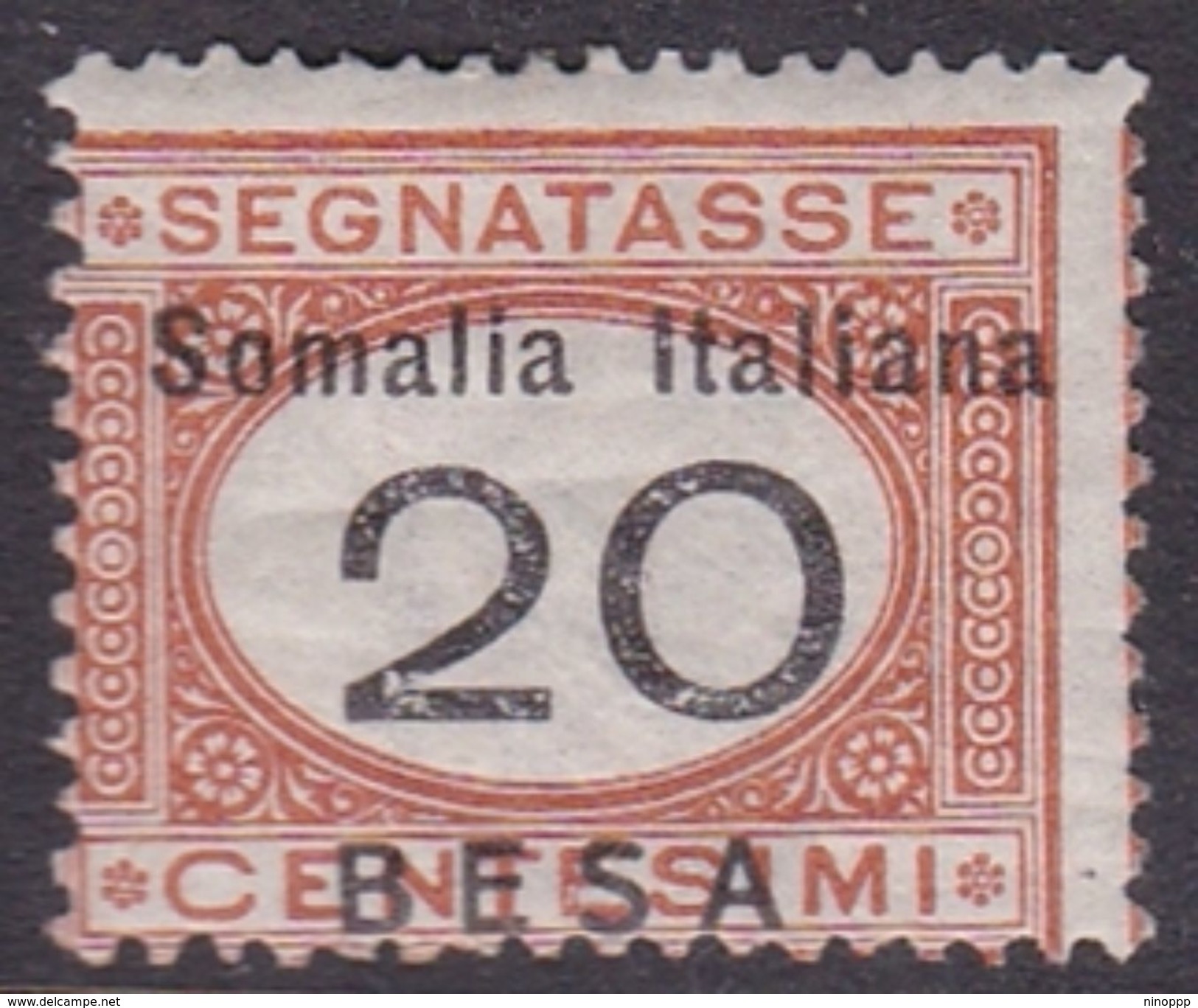 Italy-Colonies And Territories-Somalia D33 1923 Postage Due Stamp,20c Orange And Black Value In Besa, MH - Somalia