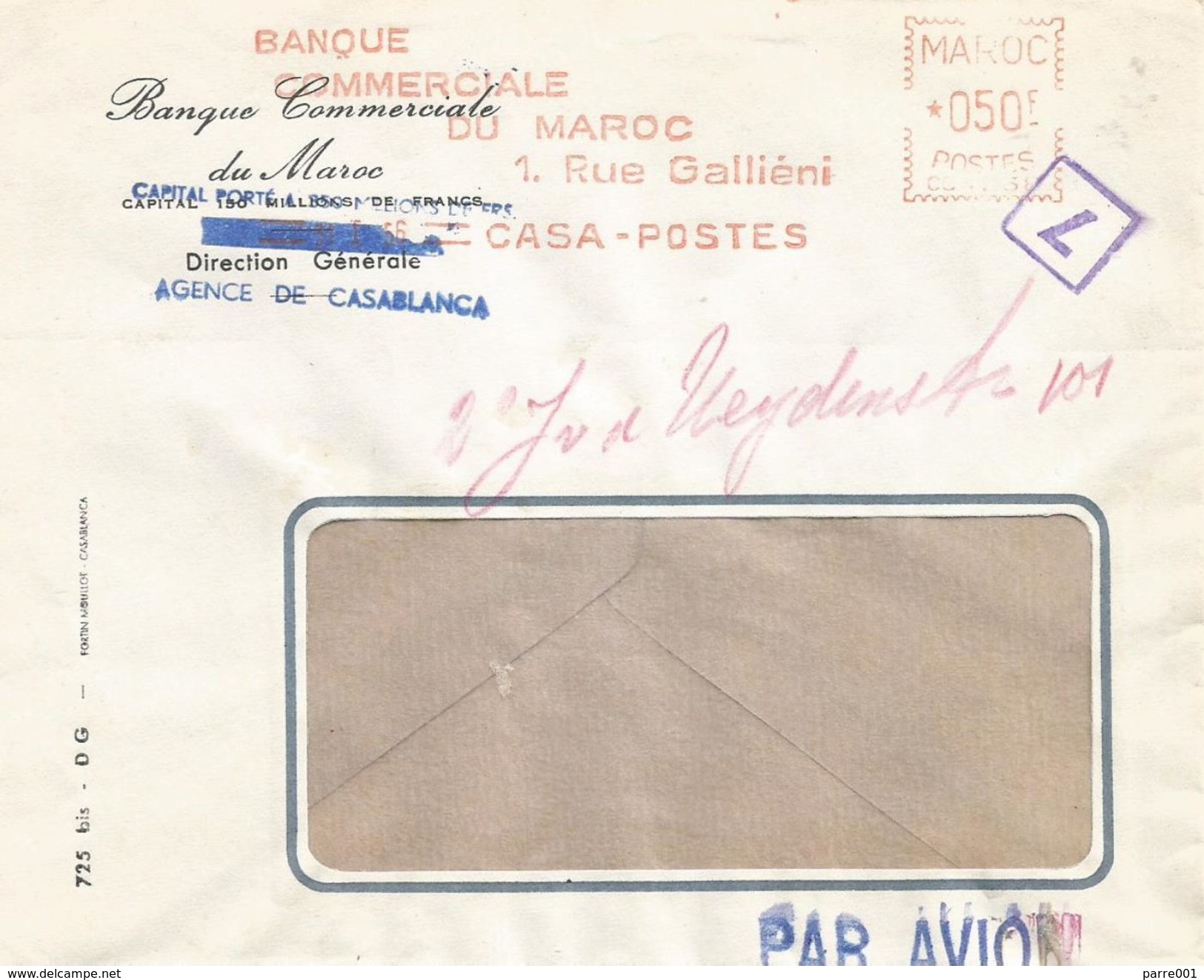 Maroc Morocco 1956 Casablanca Havas &ldquo;CG&rdquo; 4238 EMA Meter Cover - Brieven En Documenten