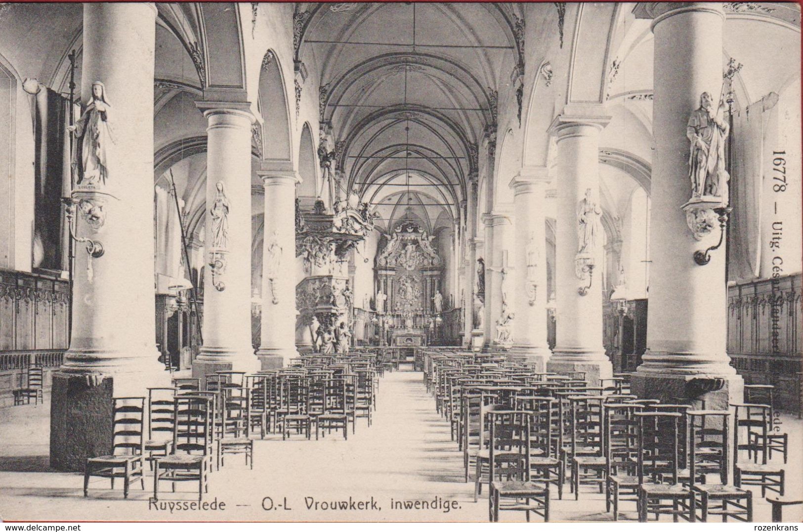 RUYSSELEDE Ruiselede OLV Kerk O.L.Vrouwkerk Inwendige Binnenzicht 1910 Uitg. Cesar Standaert (In Zeer Goede Staat) - Ruiselede