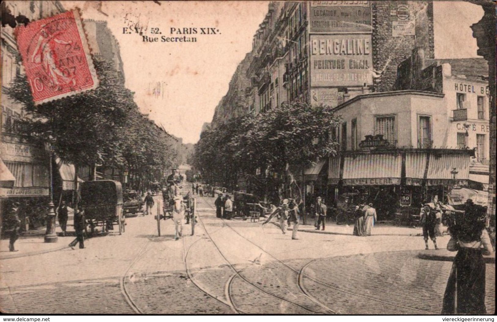 ! Cpa, Paris 19 , Rue Secretan, 1907, Commerce - Arrondissement: 19