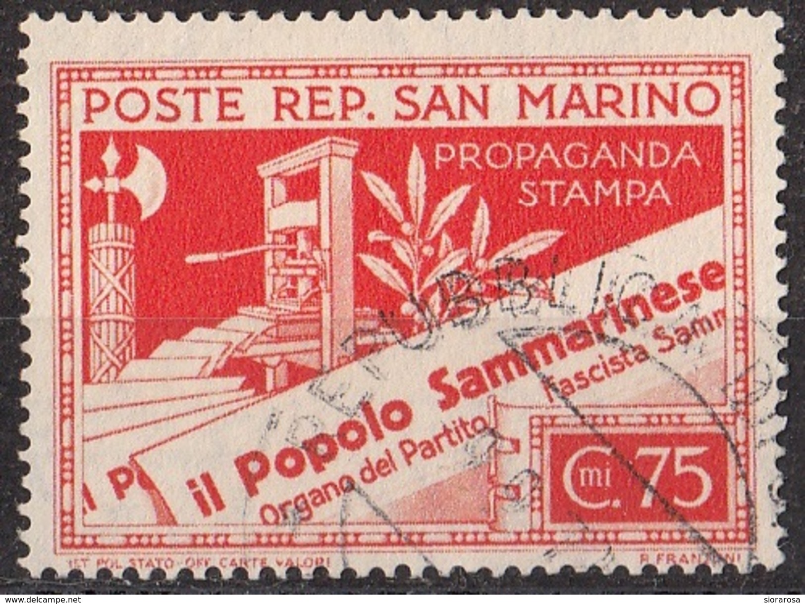 235 San Marino 1943 Propaganda Stampa Viaggiato Used - Usati