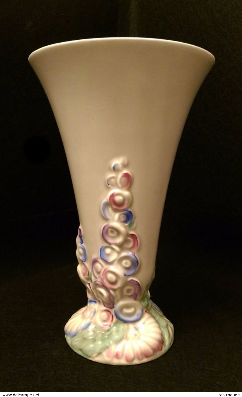 1930 Clarice Cliff Trumpet Vase " My Garden " Foxgloves - Clarice Cliff