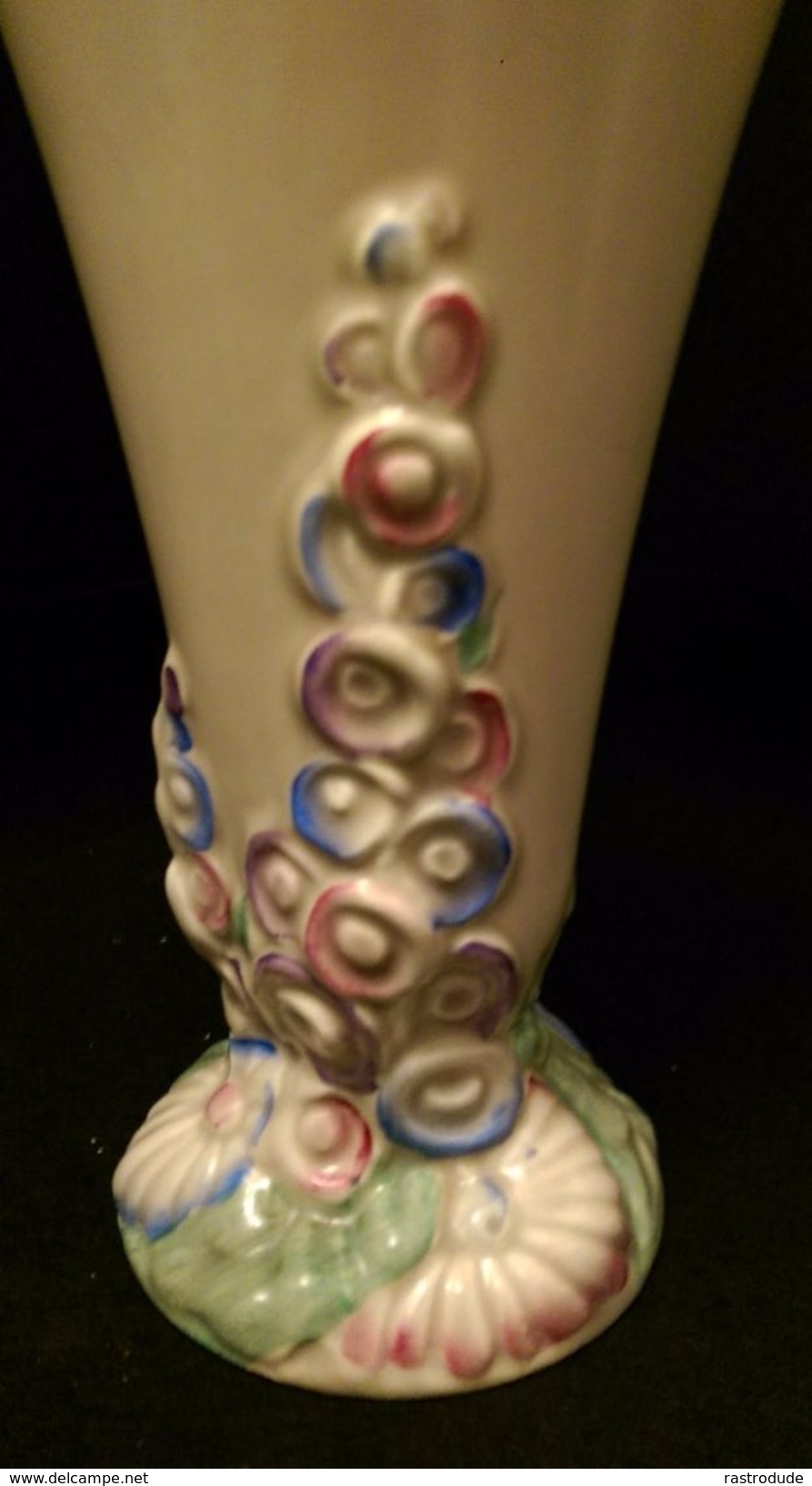 1930 Clarice Cliff Trumpet Vase " My Garden " Foxgloves - Clarice Cliff