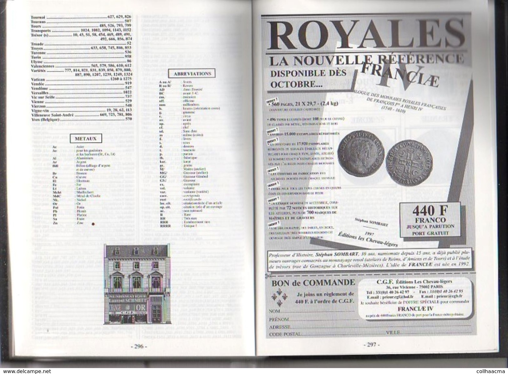 Numismatique 1997 Vente Sur Offres Monnaies N° 3 III  / Comptoir Général Financier C.G.F. Voir Table Des Matières - French