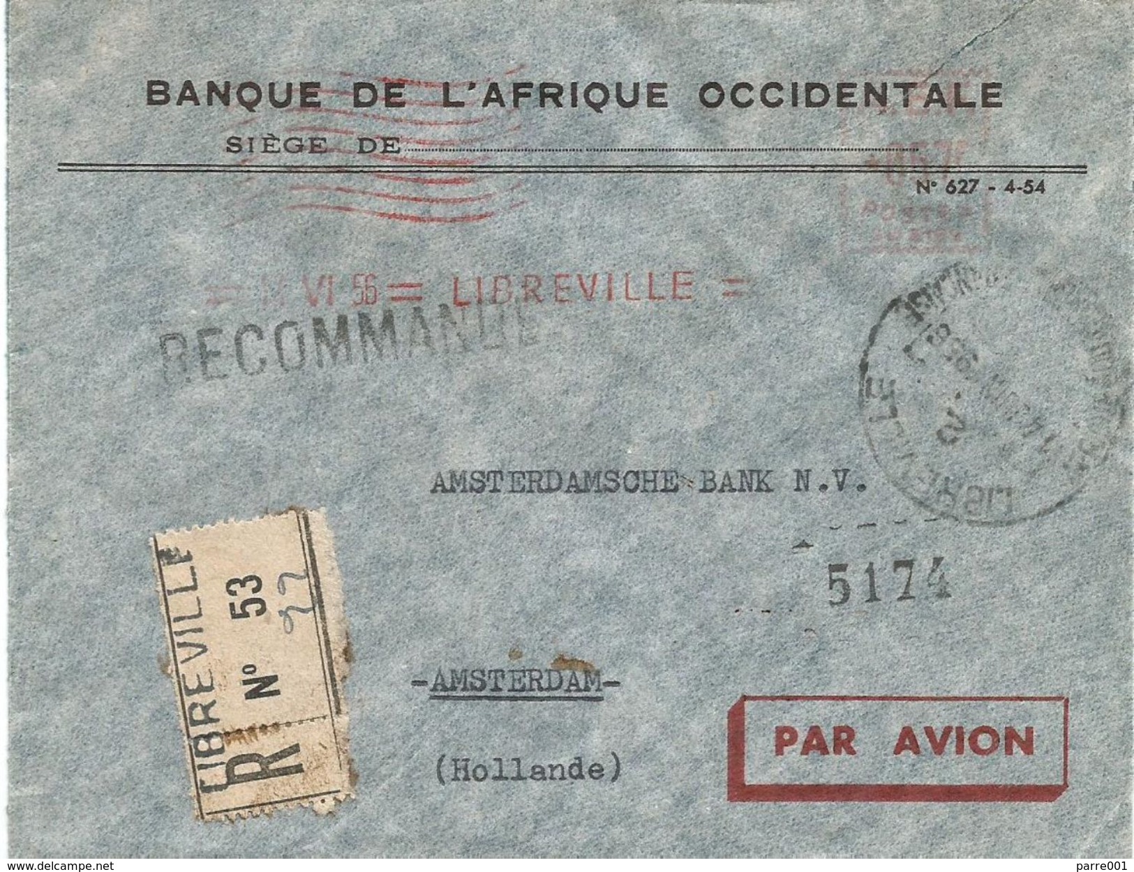 Gabon AEF 1956 Libreville Satas &ldquo;SD&rdquo; 3162 EMA Meter Registered Cover - Brieven En Documenten