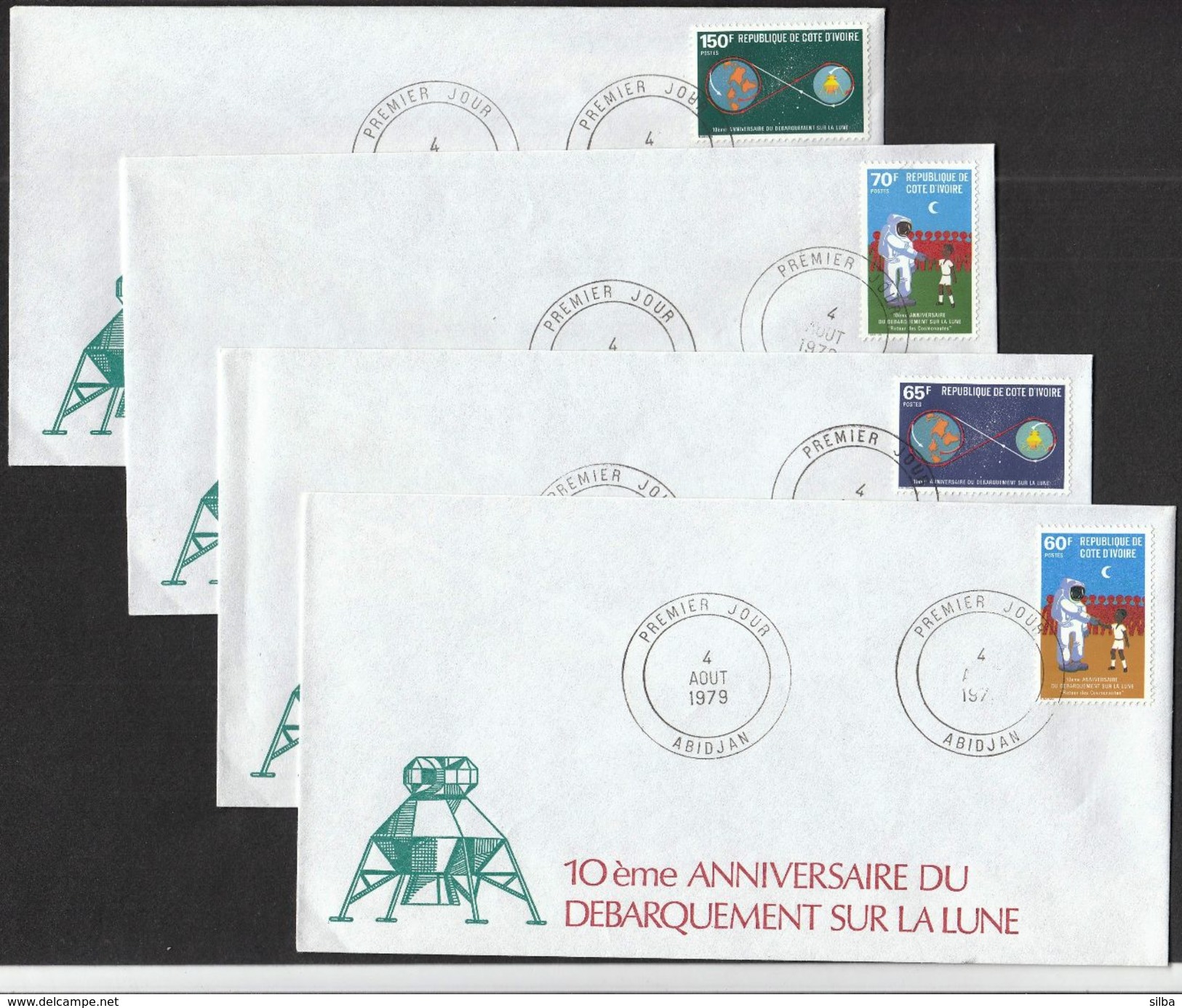 Ivory Coast Abidjan 1979 / FDC / Space / Earth, Moon, Cosmonaut / Moonlanding 10th Anniversary - Afrika