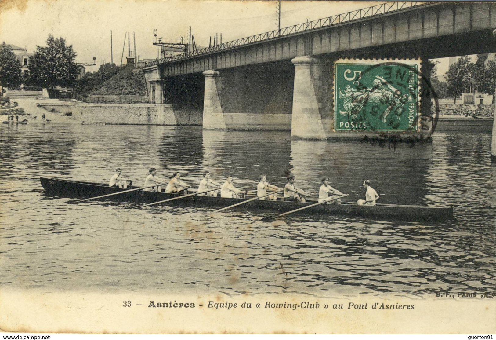 CPA (sport Nautique Aviron)  ASNIERES Equipe Du Rowling Club  Au Pont D Asnieres   ( Boite 14) - Rowing