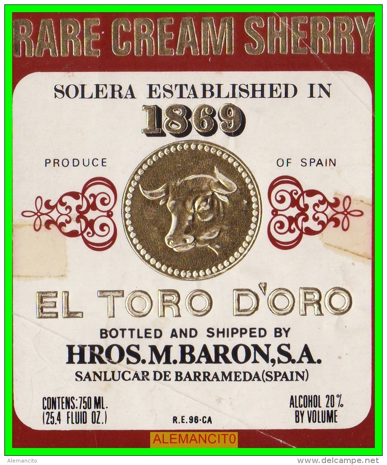 ETIQUETA -  BODEGAS  Hros .M.BARON S.A. ..  SANLUCAR DE BARRAMEDA - Otros & Sin Clasificación