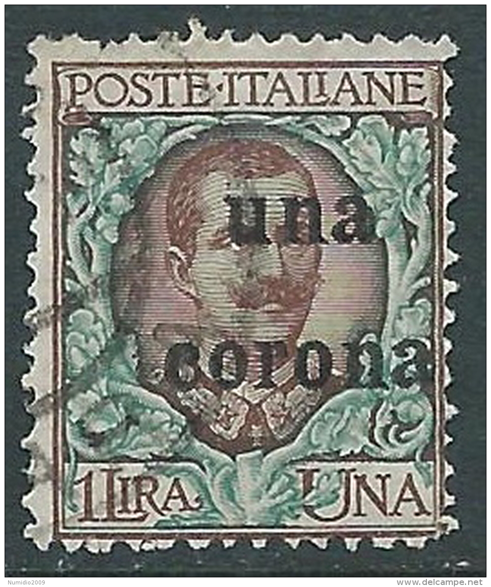 1919 DALMAZIA USATO FLOREALE 1 CORONA SU 1 LIRA - R16-8 - Dalmatien