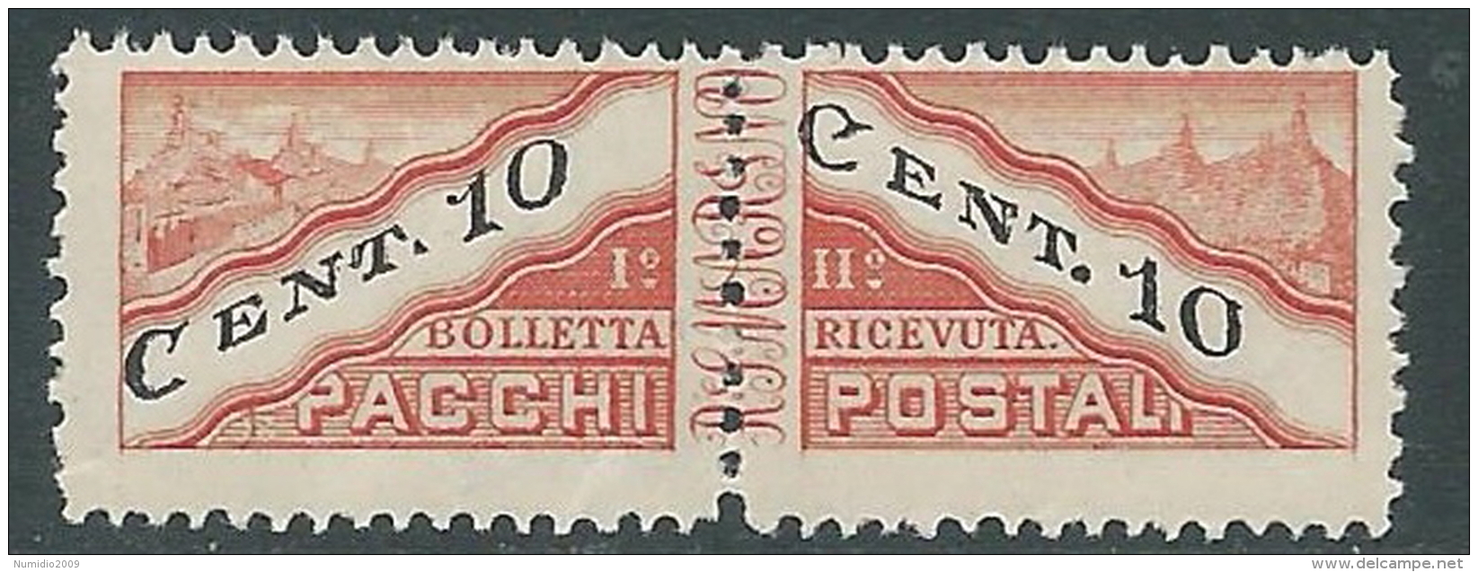 1946 SAN MARINO PACCHI POSTALI 10 CENT SASSONE 17/II MNH ** - R16-7 - Parcel Post Stamps