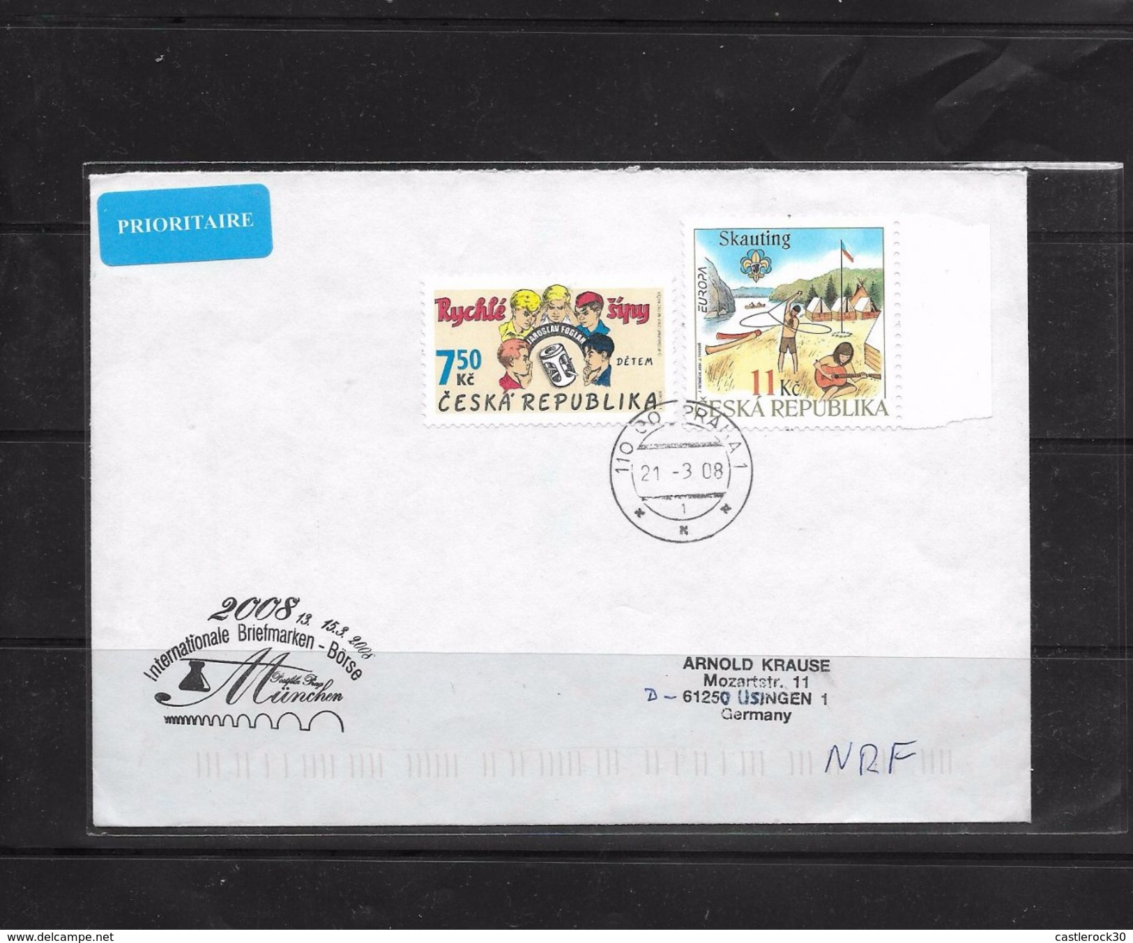 O) 2008 CZECH REPUPLIC, SCOUTS- SCOUTING-CAMPING, INTERNATINAL STAMPS, FDC. PRIORITY SERVICE, TO GERMANY. XF - Covers & Documents