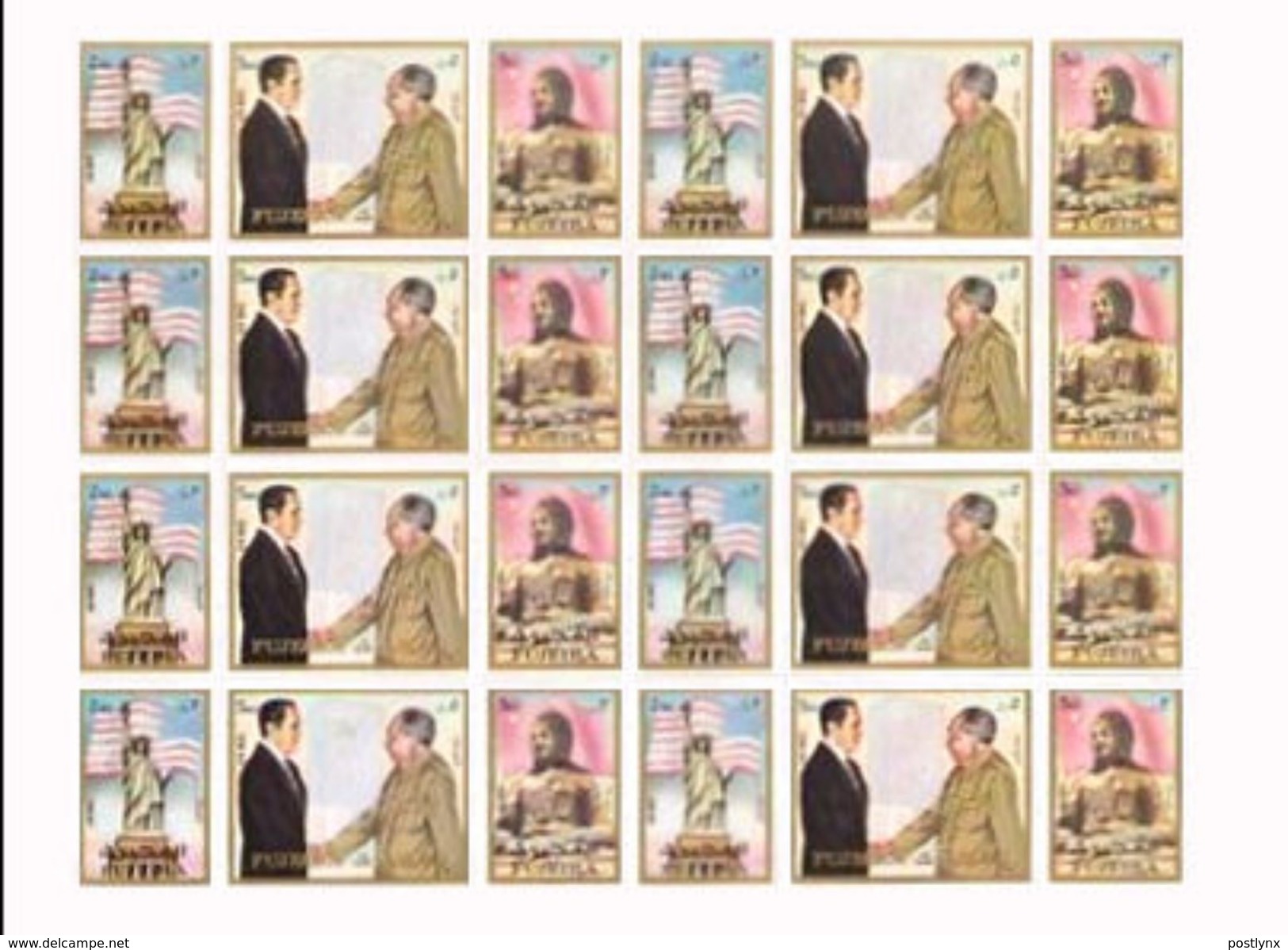 FUJEIRA 1972 Nixon Mao Tse Tung IMPERF.sheetlet:24 Stamps [non Dentelé, Geschnitten,no Dentado] - Mao Tse-Tung