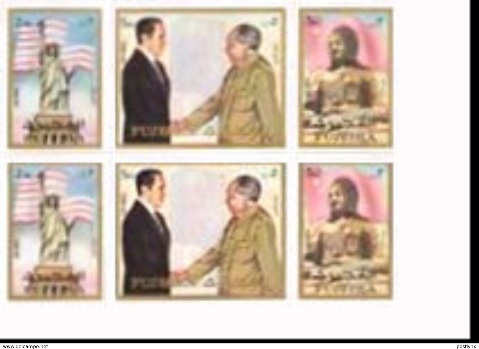 FUJEIRA 1972 Nixon Mao Tse Tung IMPERF.CORNER PAIRS (6 Stamps) [non Dentelé, Geschnitten,no Dentado] - Mao Tse-Tung