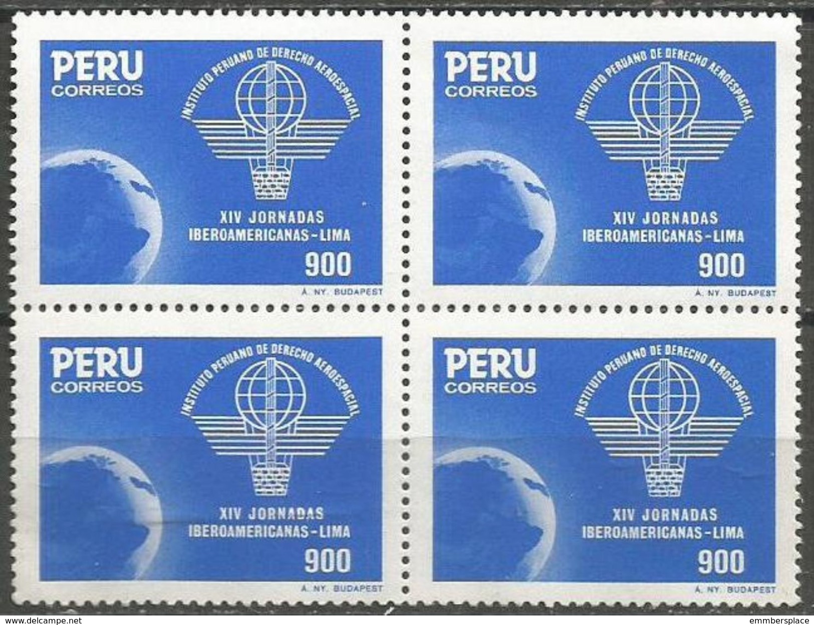 Peru - 1985 Aerospace Block Of 4 MNH **      Sc 838 - Peru