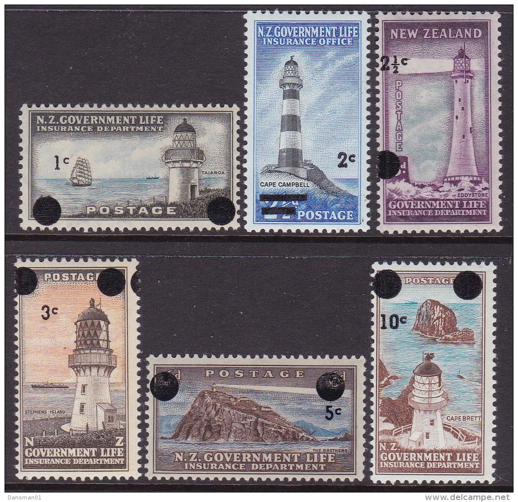 New Zealand 1967 Decimal Lighthouses Sc OY37-42 Mint Never Hinged - Postal Fiscal Stamps