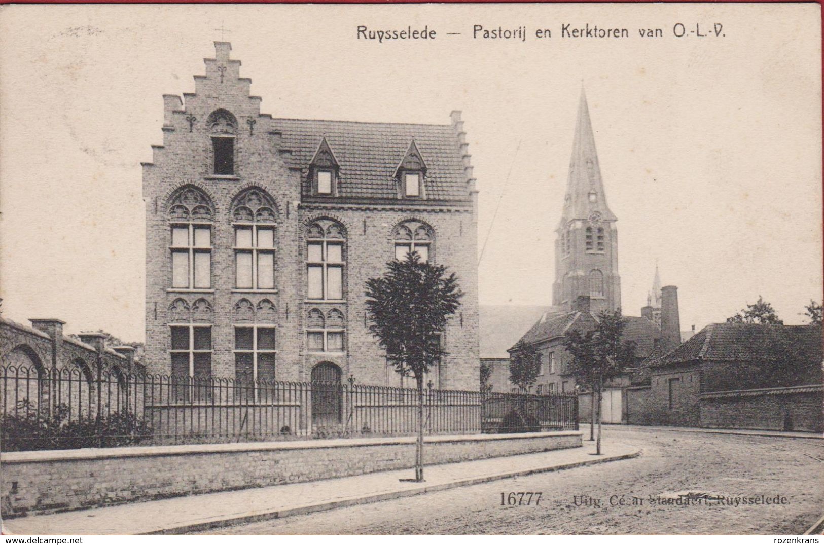 RUYSSELEDE Ruiselede Pastorij En Kerktoren Van OLV Kerk 1912 Uitg. Cesar Standaert 16777 ZELZAAM  (In Zeer Goede Staat) - Ruiselede