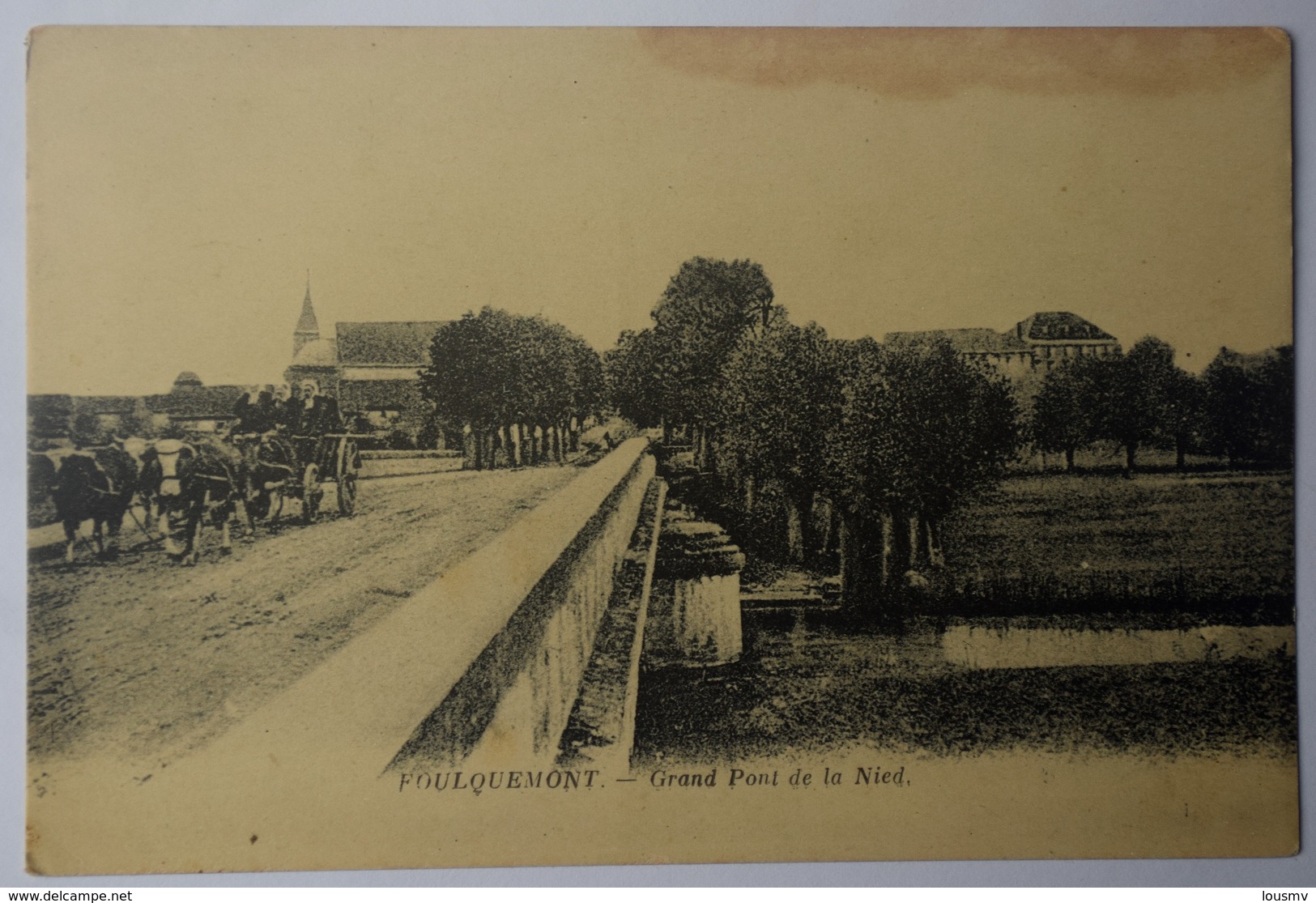 57 : Foulquemont - Grand Pont De La Nied - Animée : Attelage De B&oelig;ufs - Plan Inhabituel - Tache (haut Dte) - (n°89 - Other & Unclassified