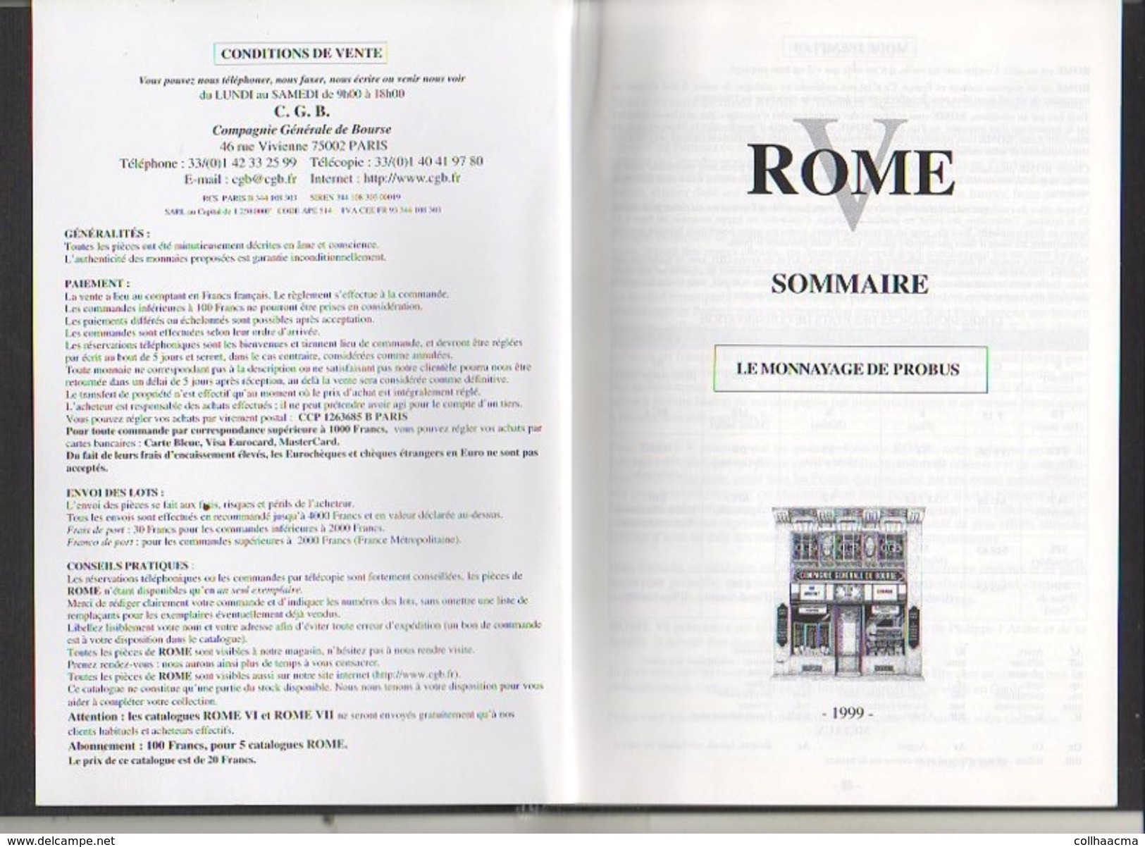 Numismatique 1999 C.G.F./  Vente Monnaies Romaines /  Rome   N° V 5 / Voir Sommaire - Books & Software