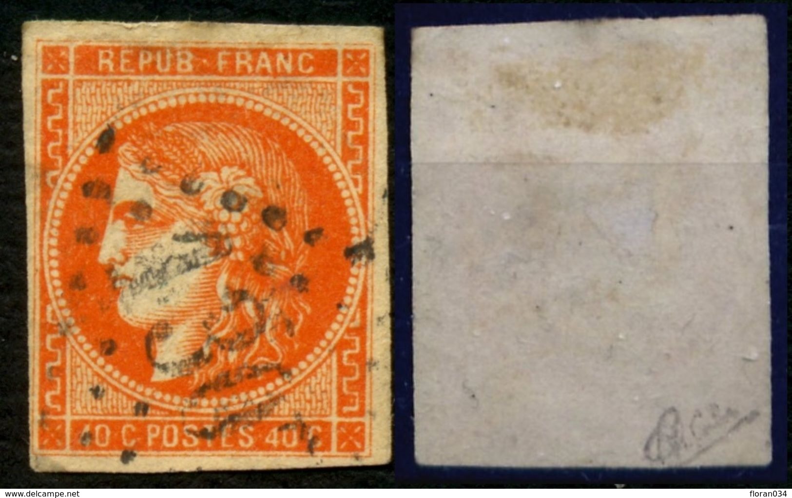 France N° 48 Obl. GC 1307 - Signé Calves - Cote 155 Euros - 1er Choix - 1870 Bordeaux Printing