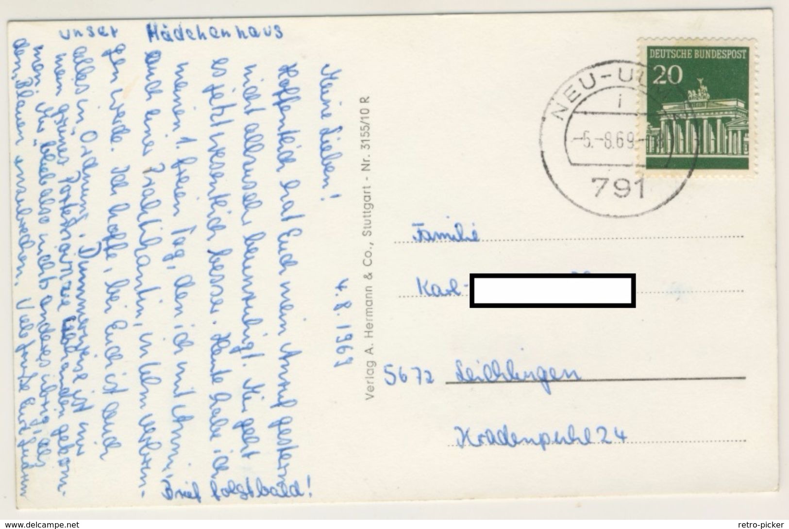 AK  Blaustein Herrlingen Ehemaliges Rommel Haus 1969 - Ansichtskarte - Altri & Non Classificati