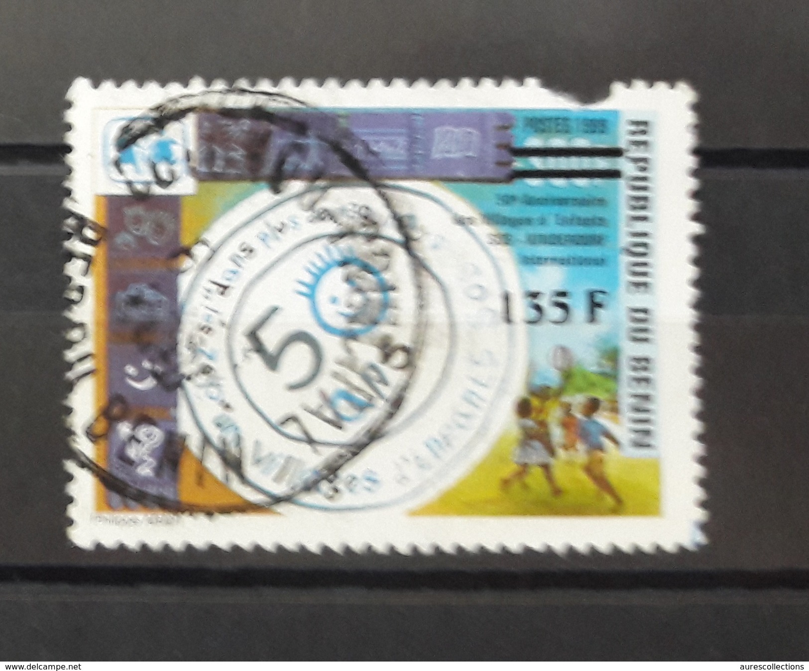 BENIN SOS CHILDREN Michel Mi Mi. 1249 1999 2000 2001 135F 135 F OVERPRINT OVT OVERPRINTED SURCHARGE USED OBLITERE - RARE - Benin – Dahomey (1960-...)