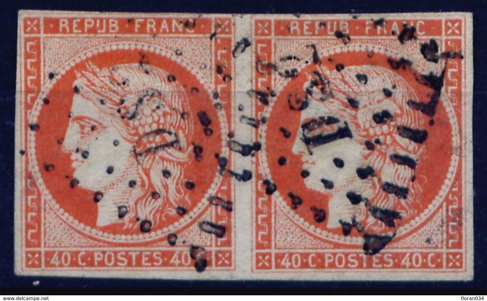 France N° 5a Orange Vif Paire Obl. - Signé A.Brun - Cote 1500 Euros - 1er Choix/TB - 1849-1850 Ceres