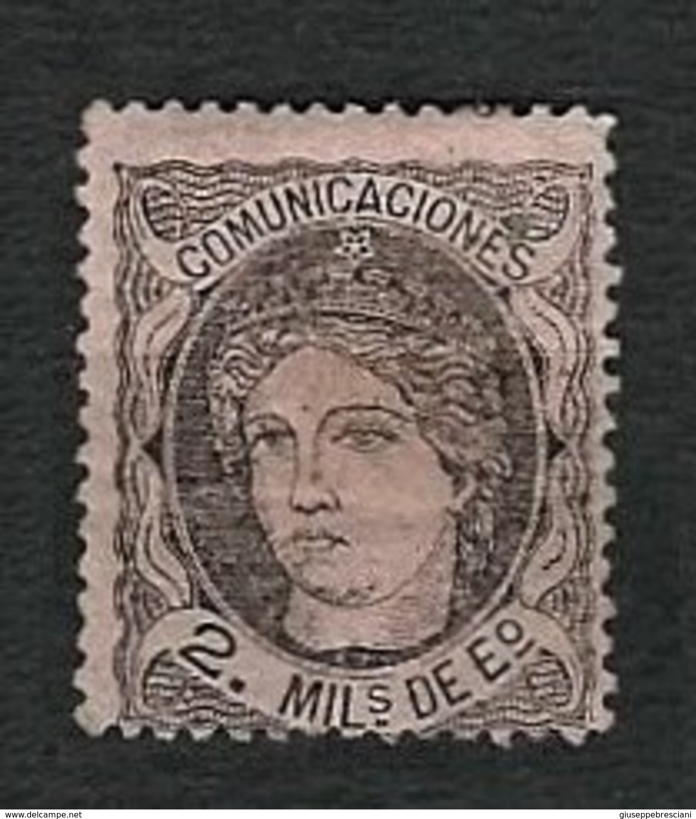 SPAGNA 1870 - Testa Allegorica Della Spagna - 2 M.negro S. Salmon - MH - Yt:ES 103 - Unused Stamps