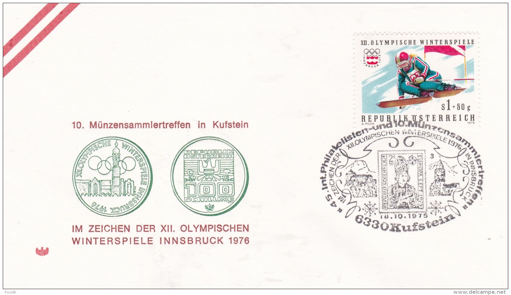 Austria Cover 1975 Kufstein Münzsammlertreffen Im Zeichen Der Olympic Winter Games Innsbruck (DD5-30) - Winter 1976: Innsbruck