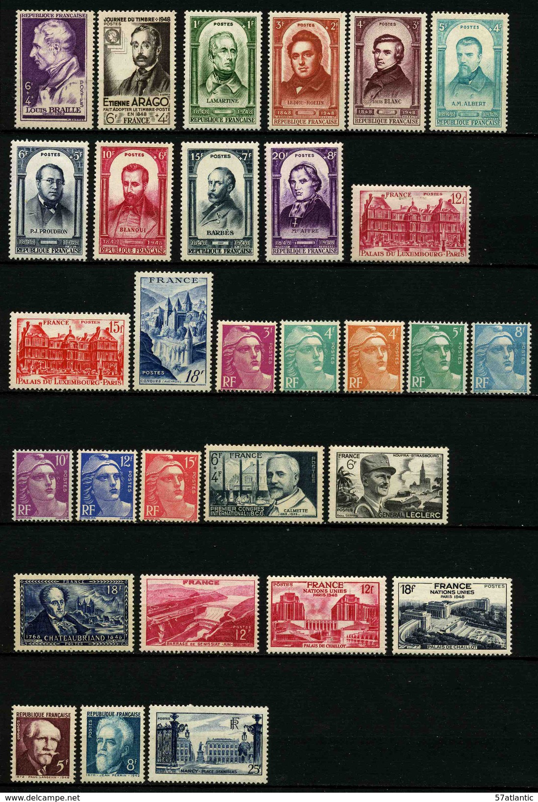FRANCE - ANNEE COMPLETE 1948 - YT 793 à 822 ** - 30 TIMBRES NEUFS ** - 1940-1949