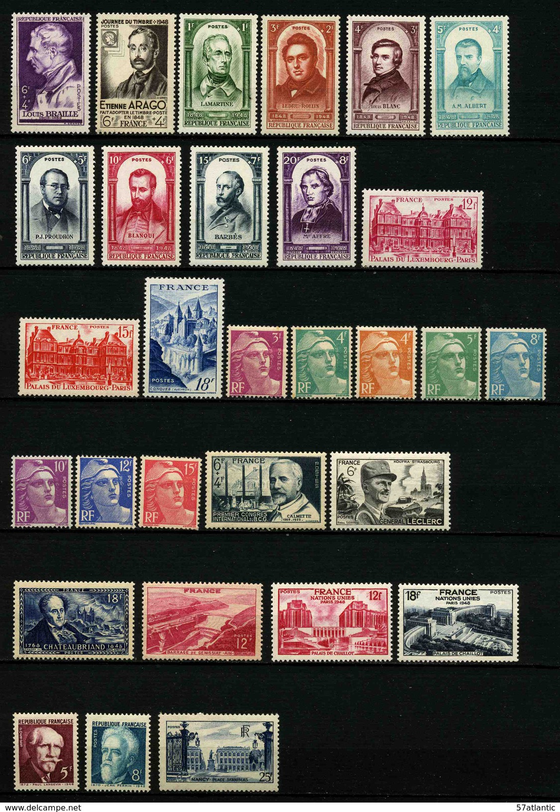 FRANCE - ANNEE COMPLETE 1948 - YT 793 à 822 ** - 30 TIMBRES NEUFS ** - 1940-1949