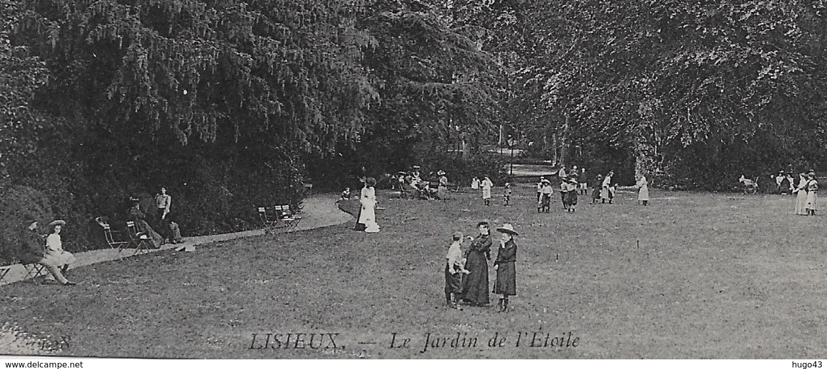 (RECTO / VERSO) LISIEUX EN 1907 - LE JARDIN DE L' ETOILE ANIME - CACHET AMBULANT TRI FERROVIAIRE - CPA VOYAGEE - Lisieux