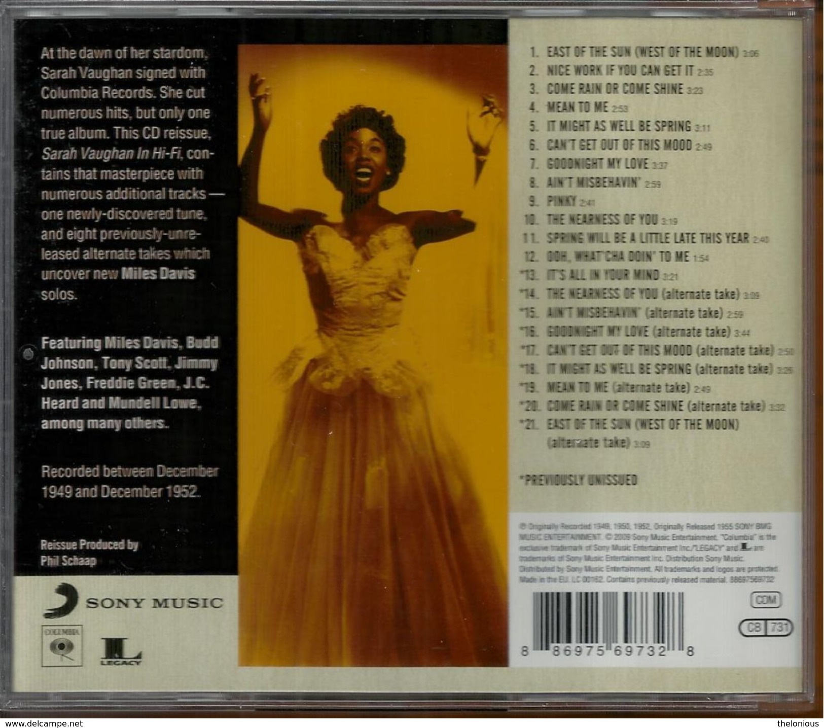 # CD: Sarah Vaughan In Hi-Fi - Columbia ‎88697569732, Legacy ‎88697569732 - Jazz