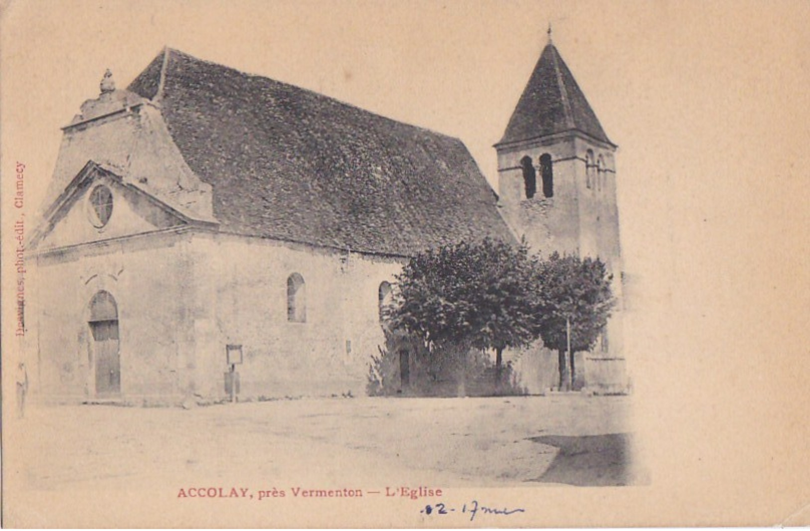 89 ACCOLAY  Près VERMENTON  CPA PHOTO DESVIGNES  L'  EGLISE Du VILLAGE - Altri & Non Classificati