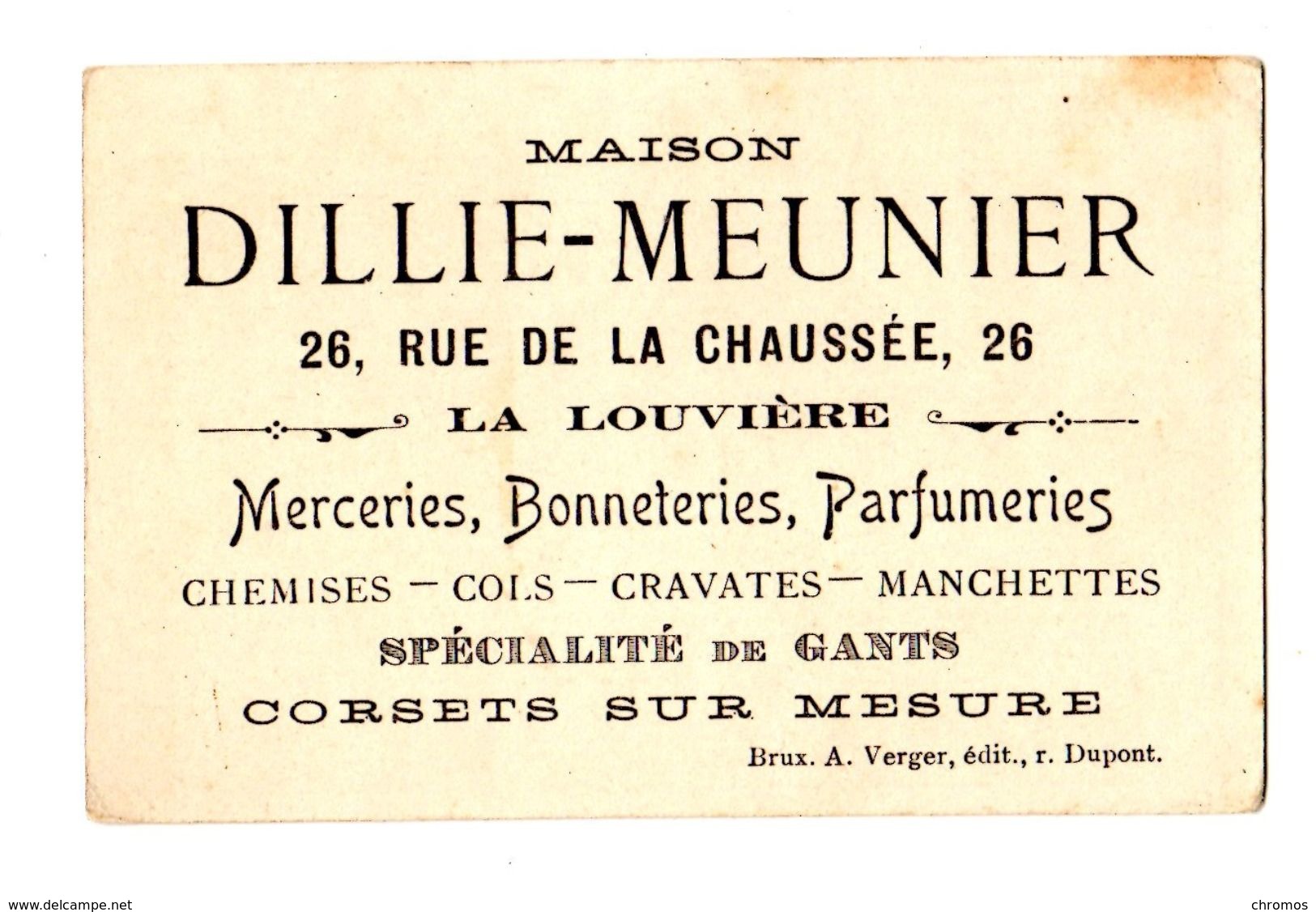 Chromo Imp. Verger (Appel 3-1-72-2) Pour Maison Dillie-Meunier, La Louvière, Chasse - Otros & Sin Clasificación