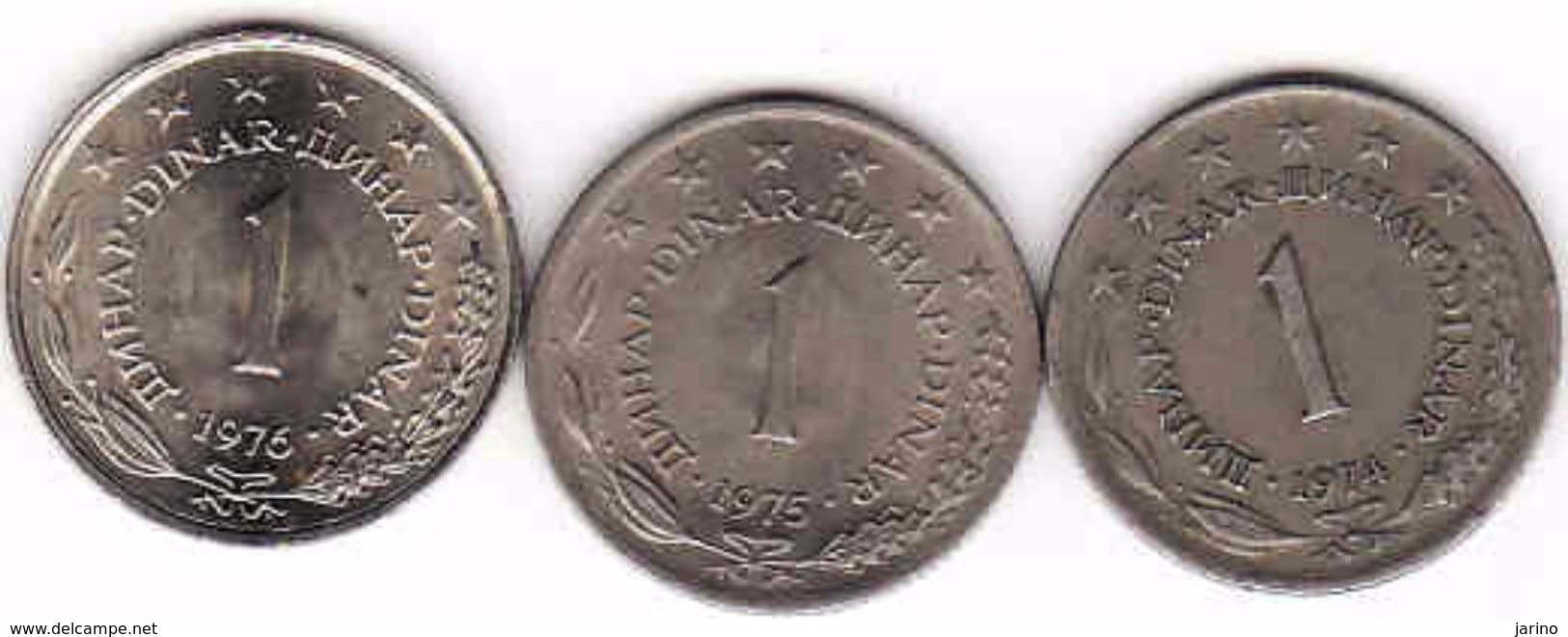 Yugoslavia 3 X 1 Dinar 1974, 1975, 1976 - Yugoslavia
