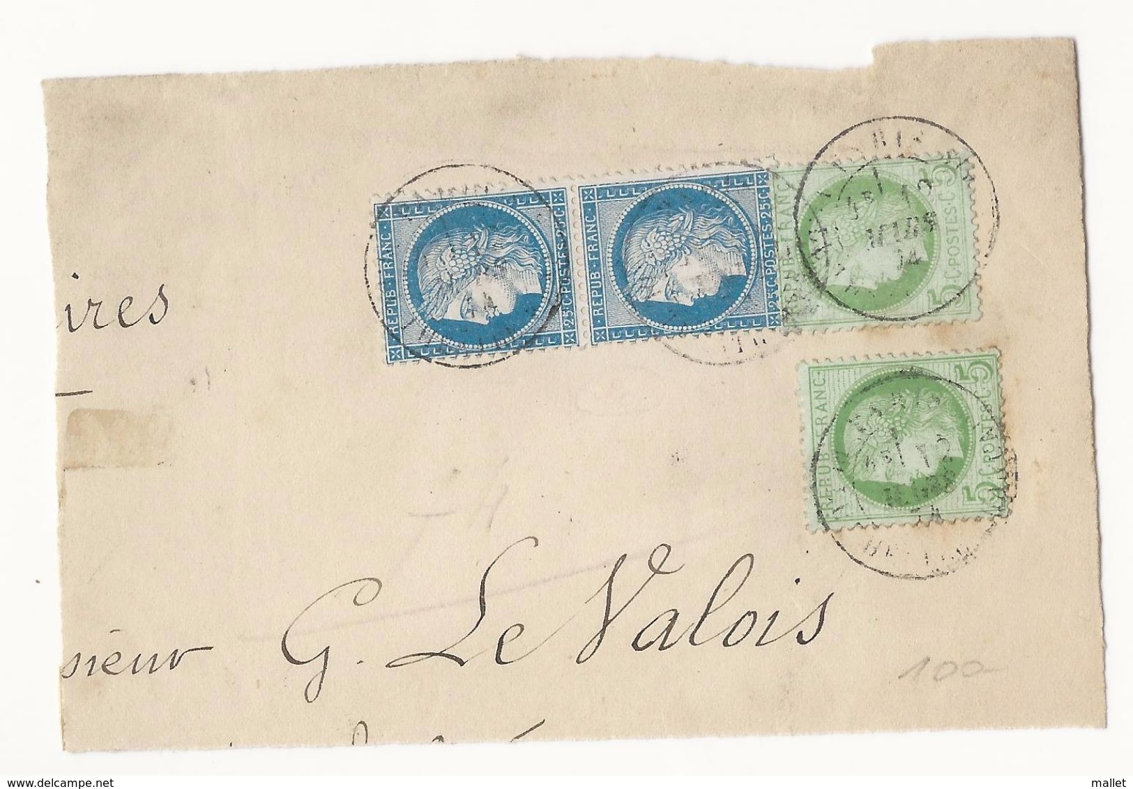 2 Timbres N°53 + Paire Verticale Timbre N°60 Sur Morceau De Lettre De 1874 - Altri & Non Classificati