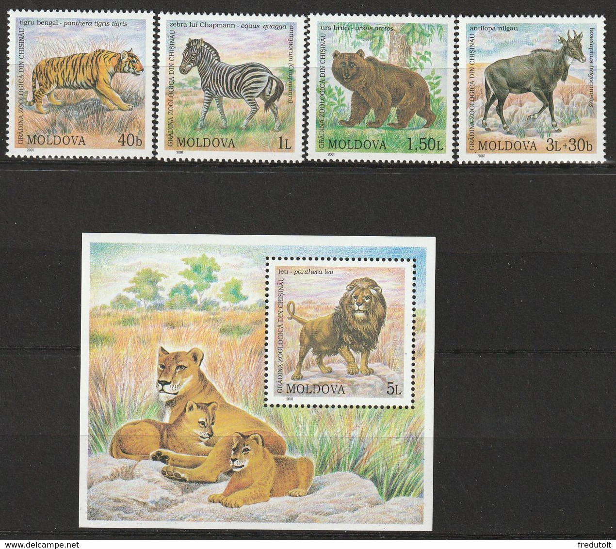 MOLDAVIE -  N° 343/6+BLOC N°26 ** (2001) Animaux - Moldova