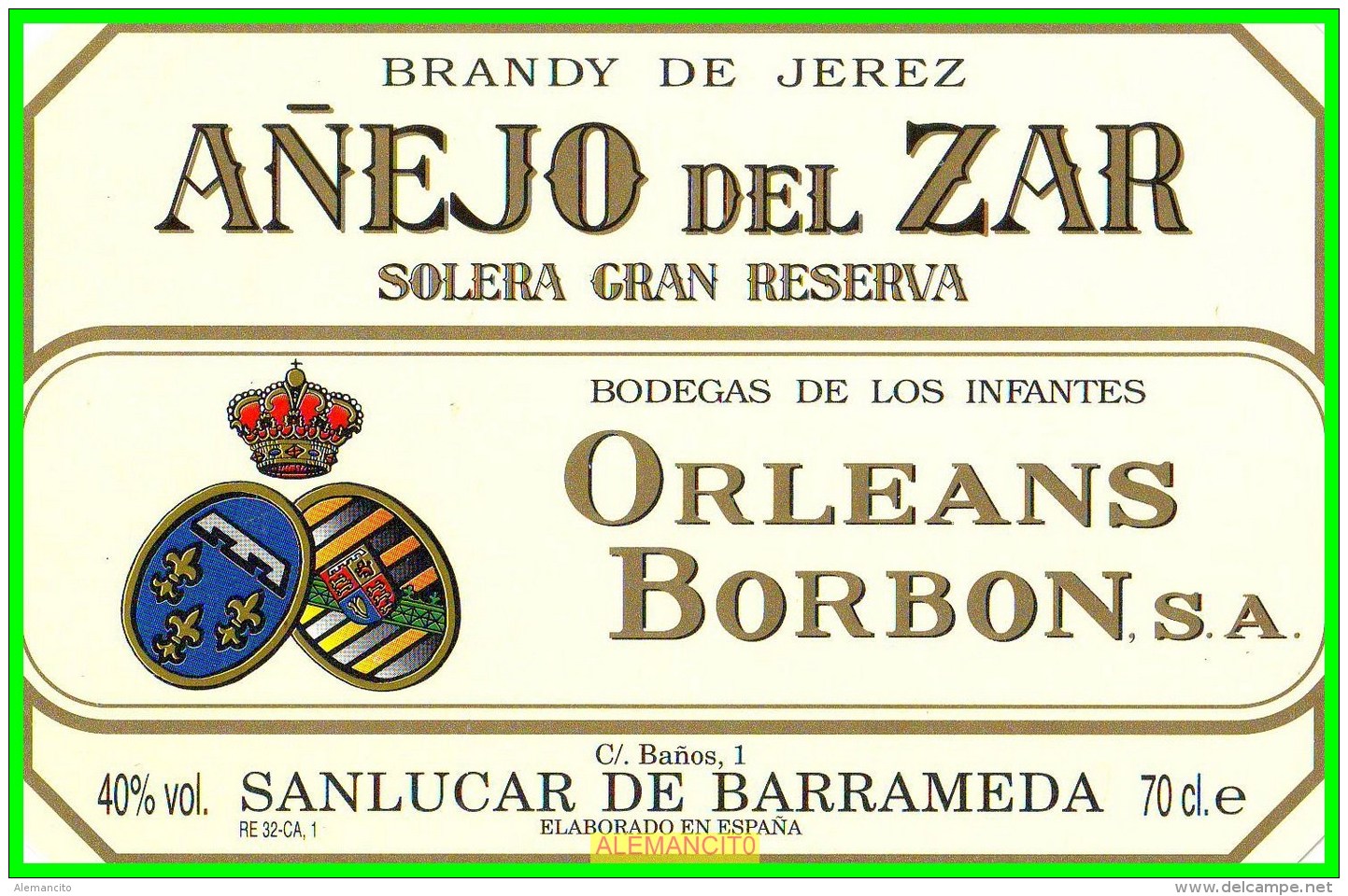 ETIQUETA  BODEGAS  DE LOS INFANTES DE ORLEANS DE BORBON S.A.  SANLUCAR DE BARRAMEDA - Otros & Sin Clasificación