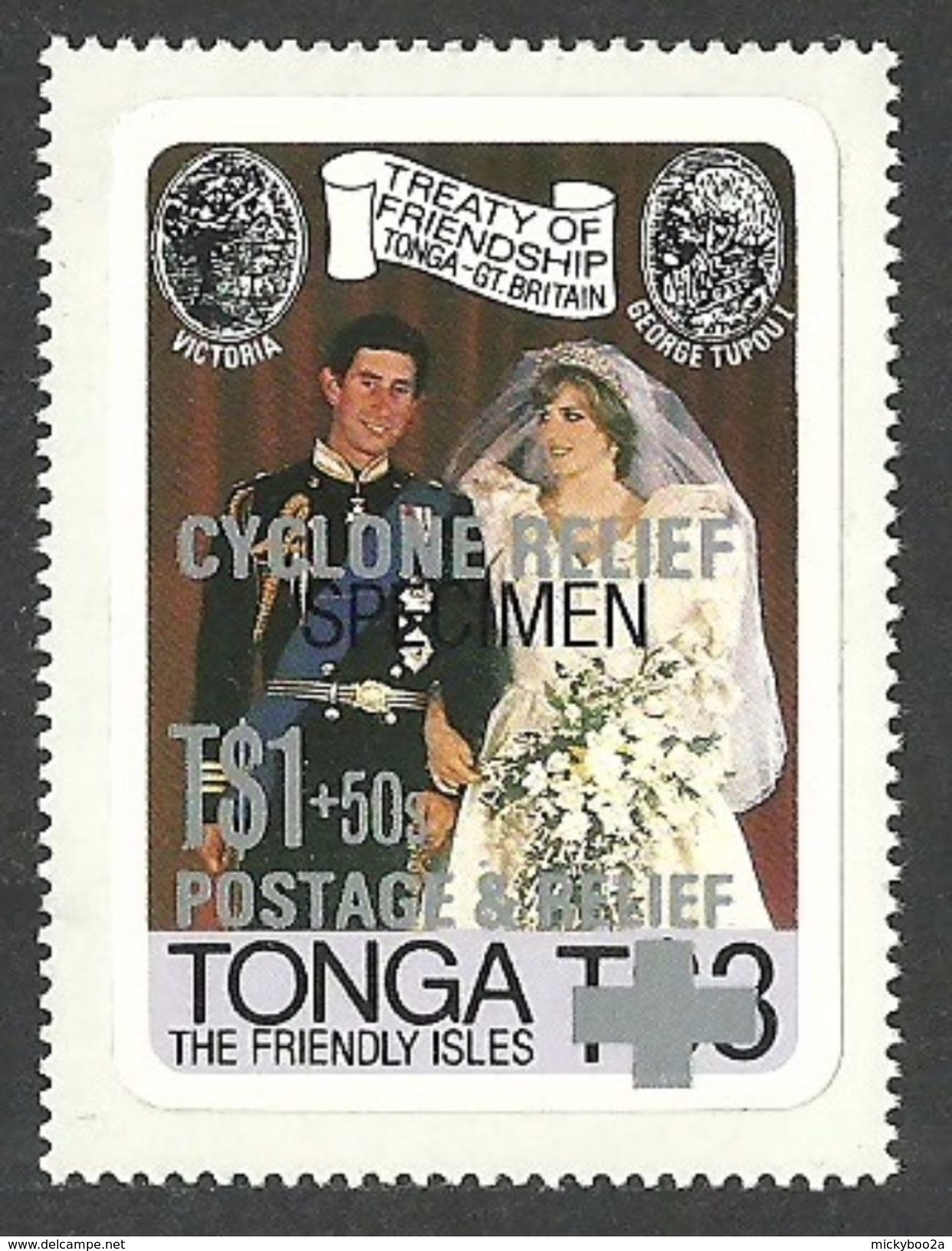 TONGA 1982 SPECIMEN ROYALTY ROYAL WEDDING DIANA ORCHIDS HURRICAINE SET MNH - Tonga (1970-...)