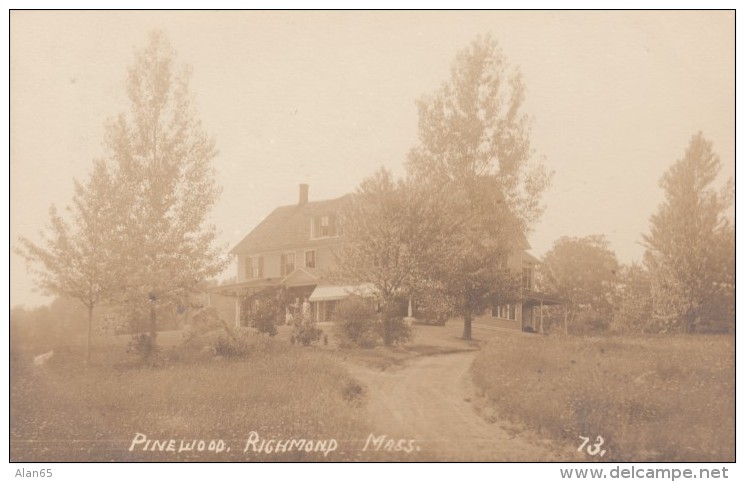 Richmond Massachusetts, Pinewood Large House, Lodging(?),  RPO Postmark, C1910s Vintage Real Photo Postcard - Other & Unclassified