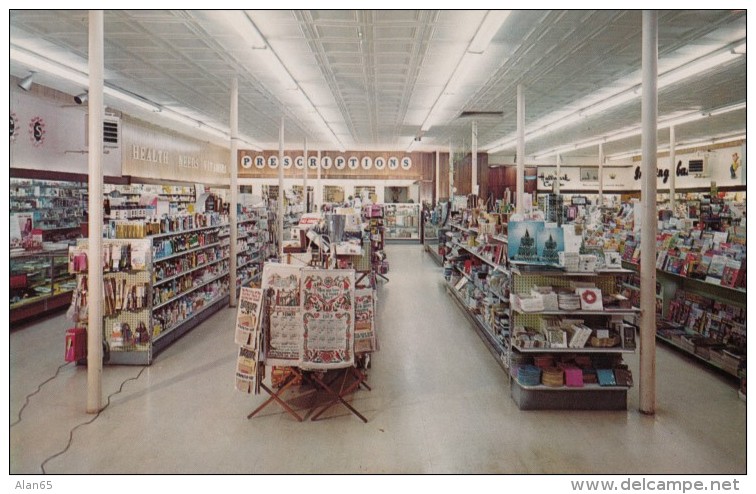 Orleans Massachusetts, Livingston's Pharmacy Interior View, Store Business, C1950s/60s Vintage Postcard - Other & Unclassified