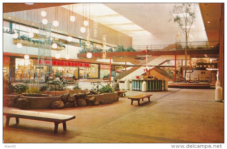 Minneapolis Minnesota, Southdale Shopping Center Interior View, Garden Court C1950s/60s Vintage Postcard - Minneapolis