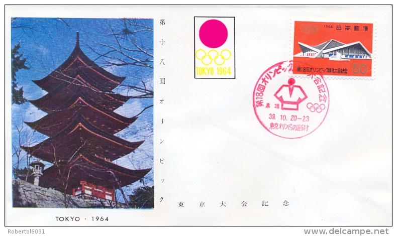 Japan 1964 FDC Tokyo Olympic Games 50 Y. Komazawa Gymnasium - Summer 1964: Tokyo