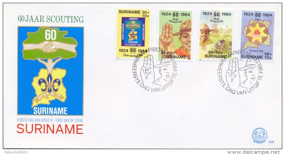 Surinam Suriname 1984 FDC 60th Anniversary Boy Scout In Surinam - Storia Postale