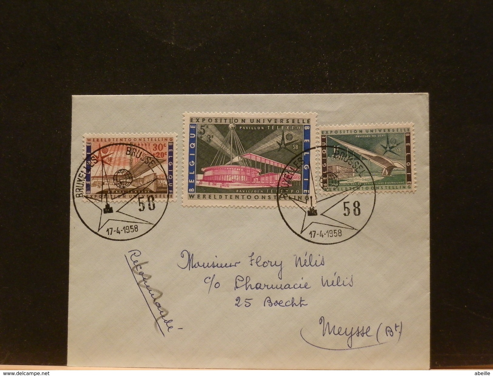 65/401A    2 LETTRES  BELG. - 1958 – Bruxelles (Belgique)